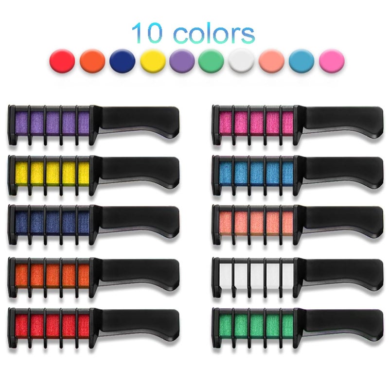 DENESTUP 10 Colors Colorful Hair Chalk Comb, Temporary Bright Hair Color Dye for Women, Washable Hair Chalk for Party Birthday DIY Makeup Cosplay Look - Image 4